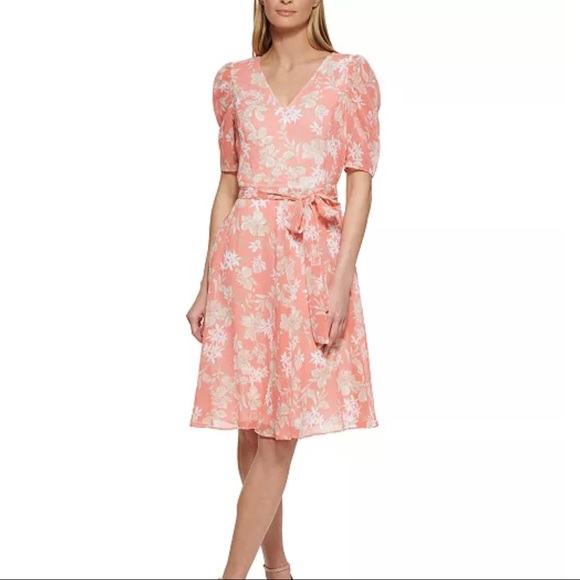 Tommy Hilfiger Dresses & Skirts - Tommy Hilfiger- Printed Capelet Fit and Flare Dress, in Bloom:Natural, Size 16